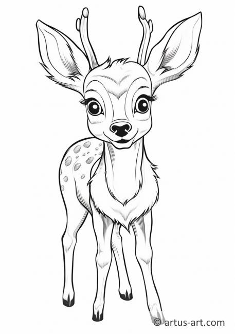 Cute White-tailed deer Coloring Page